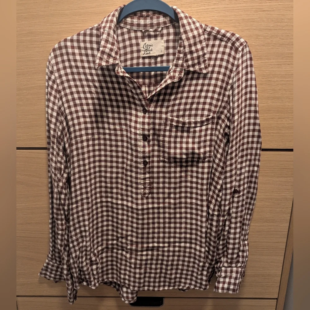 THREE Patterned Button Downs with Pocket Size Medium Cosmic Blue Love - Picture 4 of 9